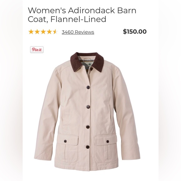 L.L. Bean Jackets & Blazers - L.L. Bean Adirondack Barn Coat Flannel Lined Women’s Sz L Khaki Brown Rn71341